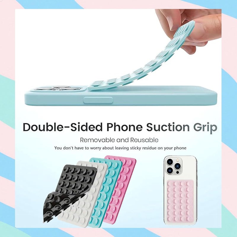 Rookii 3 PCS Double Sided Phone Suction Pad,Sticky Phone Case for Wall ands-Free Fidget Toy Mirror Shower,Suction Cup Holder for Car Mobile Power Supplies (Black White Pink) - Image 3